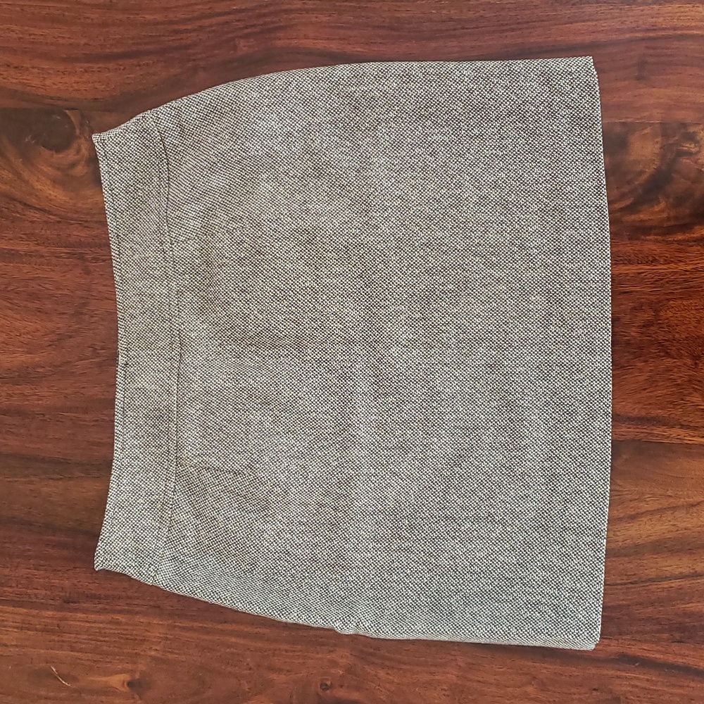 Michael Kors Tweed Wool Skirt Black Tan Gold Shimmer Button Pocket 6 - Picture 7 of 14